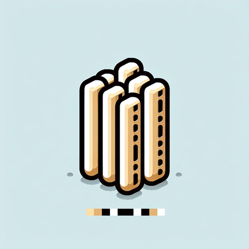 Make a dessert 'daktyla' icon. It's a dessert that it's like sticks. Their colour is beige.
Single Game Texture. In-Game asset. 2d. Blank background. High contrast. No shadows.