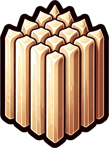 Make a dessert 'daktyla' icon. It's a dessert that it's like sticks. Their colour is beige.
Single Game Texture. In-Game asset. 2d. Blank background. High contrast. No shadows.