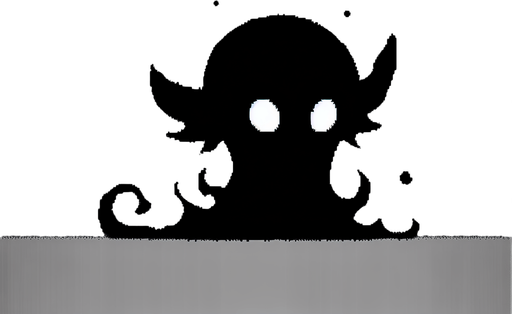 A silhouette of a small, mischievous shadow creature (imp, tendril beast, raven?). Could also be a pair of glowing eyes peering out from darkness..
Single Game Texture.  In-Game asset.  2d.  Blank background.  High contrast.  No shadows