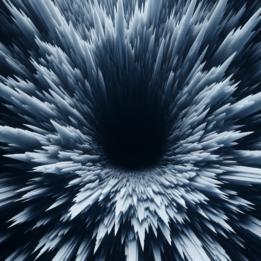 frame made of sharp ice, it fill the complete screen, in the center is black only