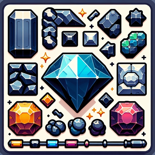 Four ore elements.
Single Game Texture. In-Game asset. 2d. Blank background. High contrast. No shadows.